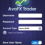 Ava FX Trader - Login screen