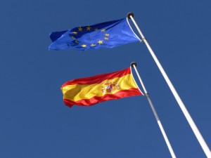 Spain and Europe flags