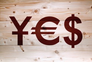 Yen, Euro and Dollar Japan, Europe and USA currency symbols